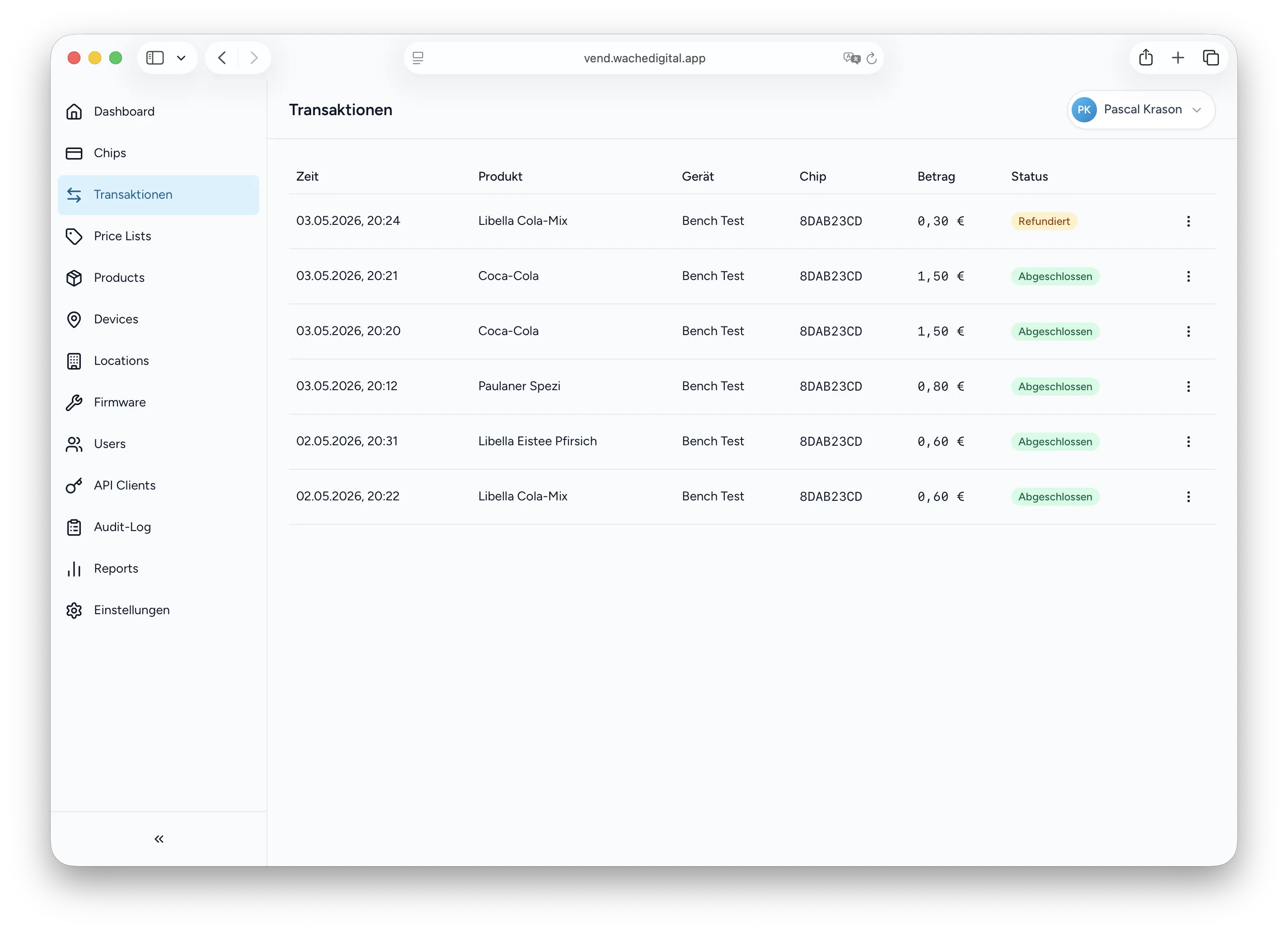 Append-only ledger with SHA-256 hash-chained transaction entries